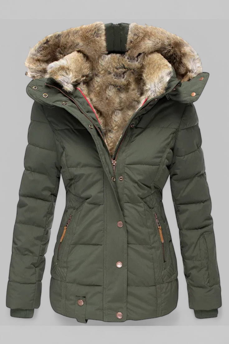 Evelyn - Chaqueta puffer con forro y pelo sintético
