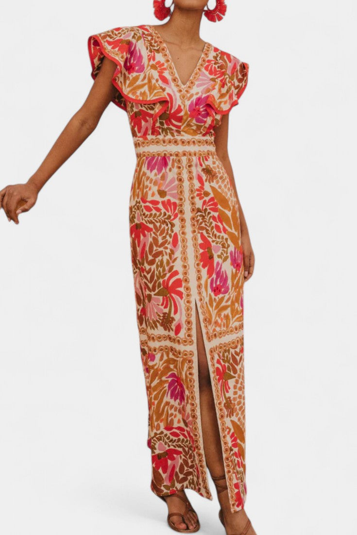 Suzanne - Vestido bordado con volantes
