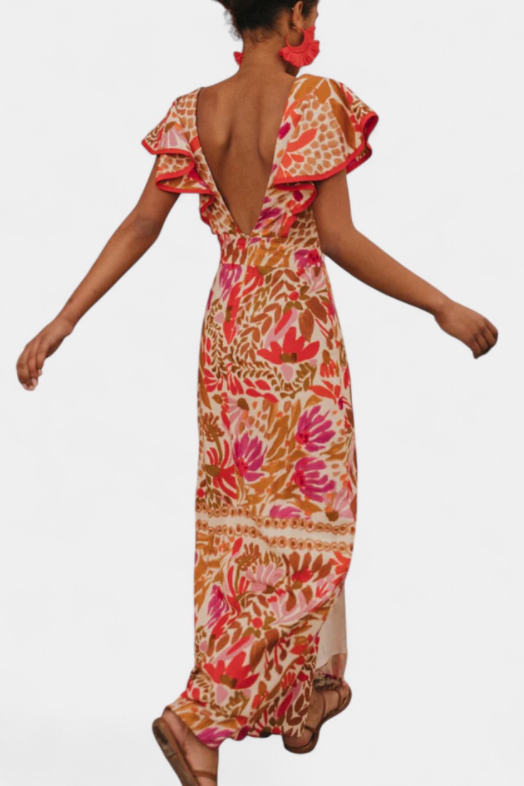 Suzanne - Vestido bordado con volantes