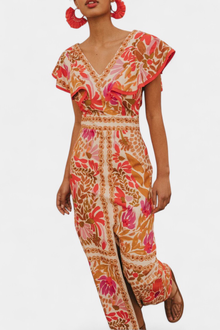 Suzanne - Vestido bordado con volantes
