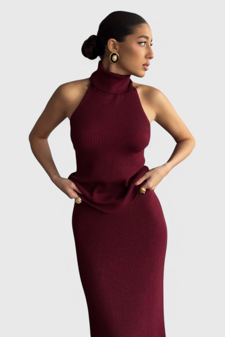 Rhea - Vestido halter acanalado