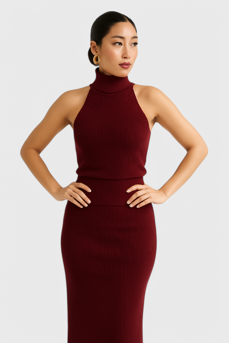 Rhea - Vestido halter acanalado