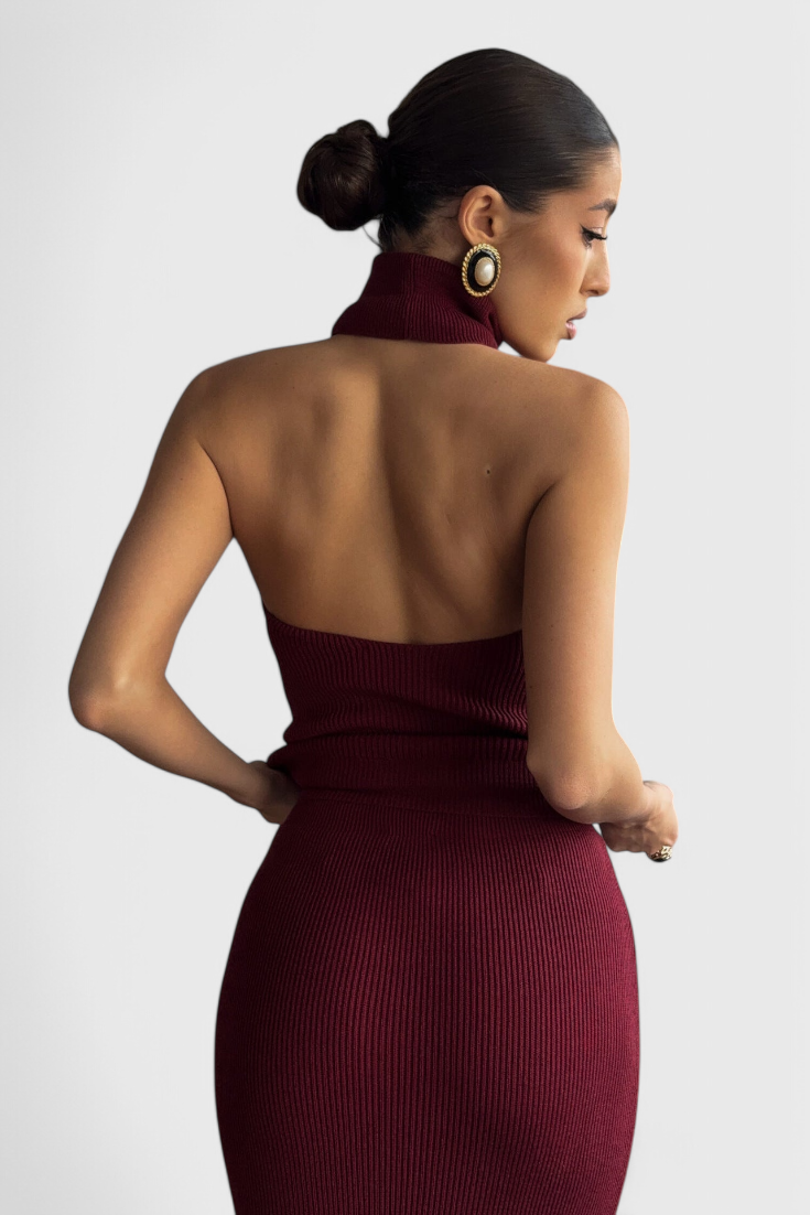 Rhea - Vestido halter acanalado