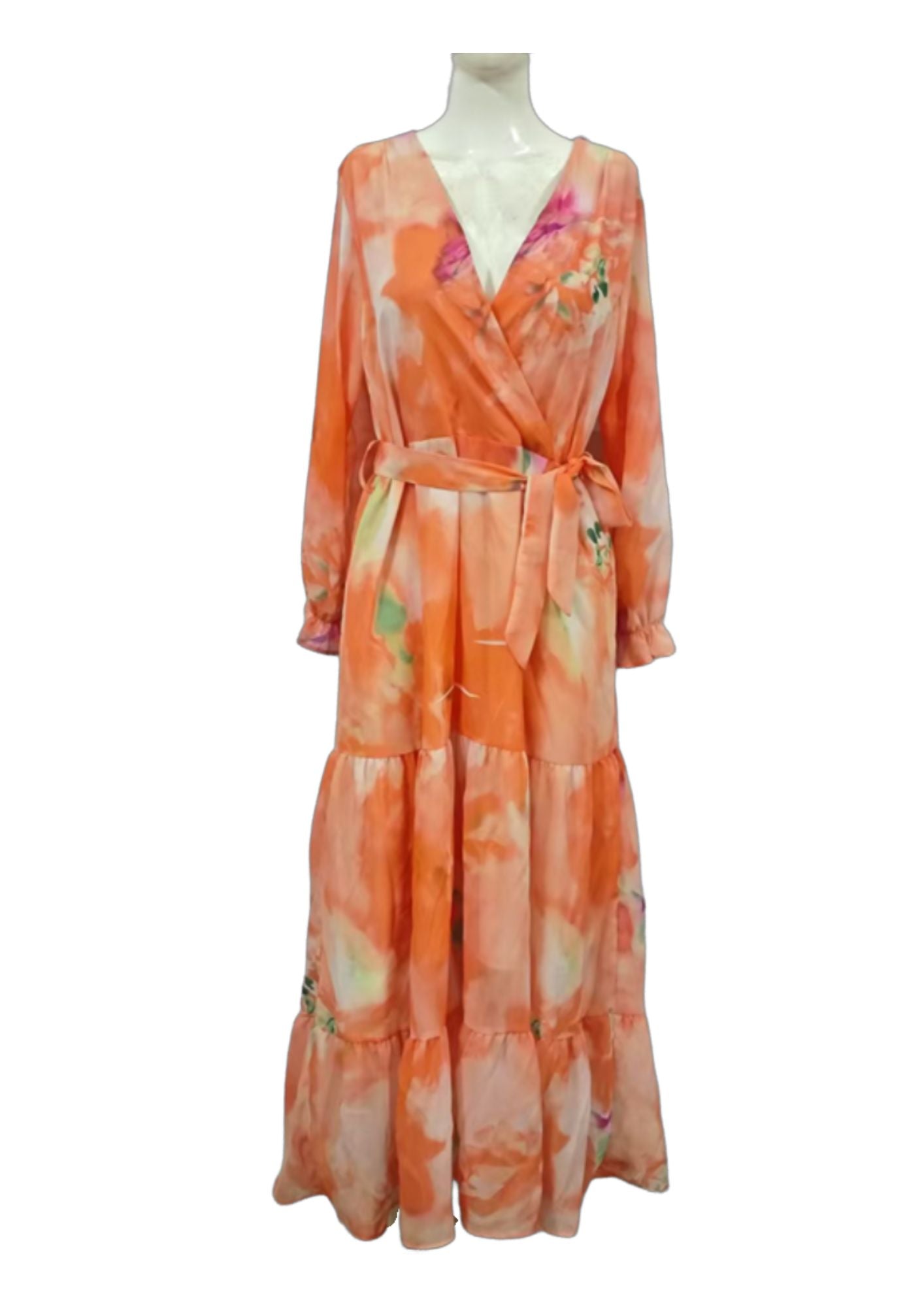 Dajana - Vestido cruzado maxi con estampado de flores
