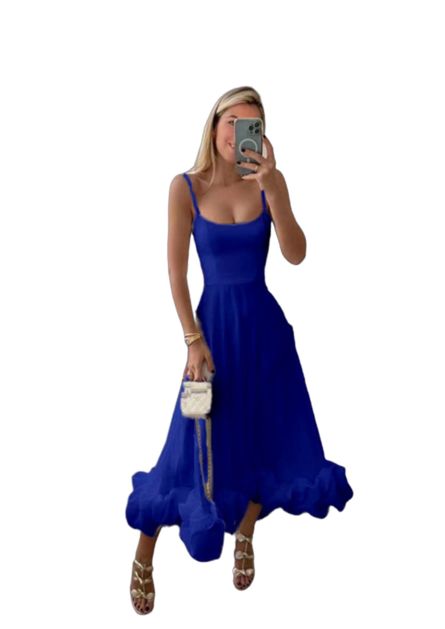 Sela - Vestido midi con volante en el bajo