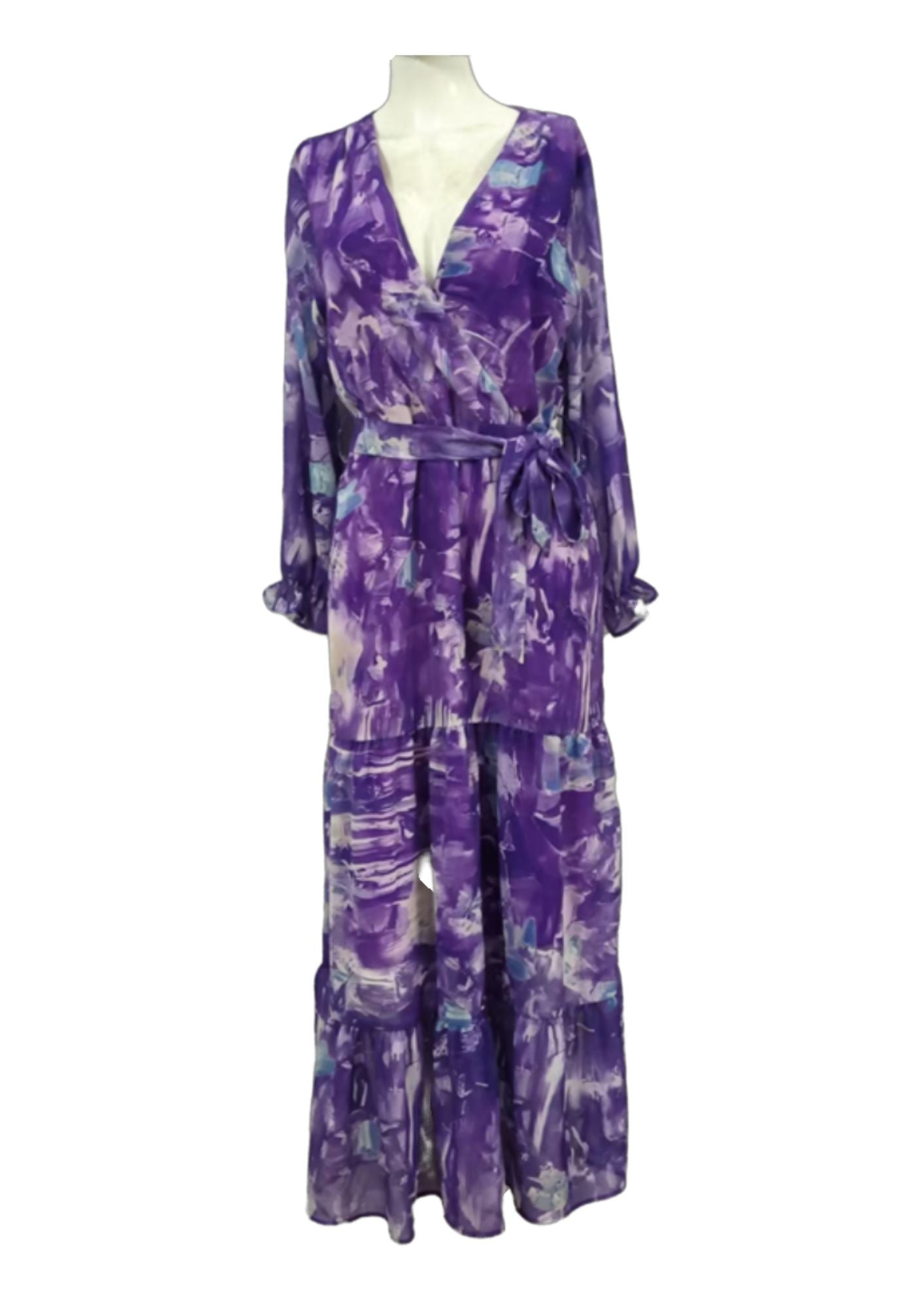 Dajana - Vestido cruzado maxi con estampado de flores