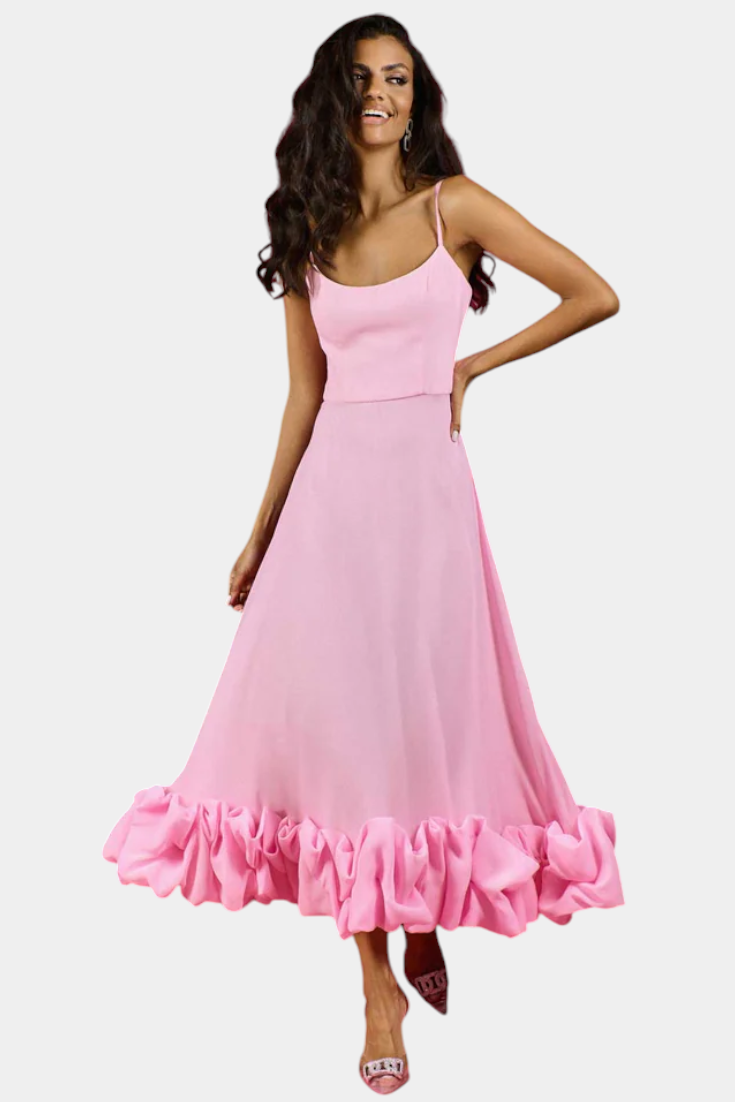 Sela - Vestido midi con volante en el bajo