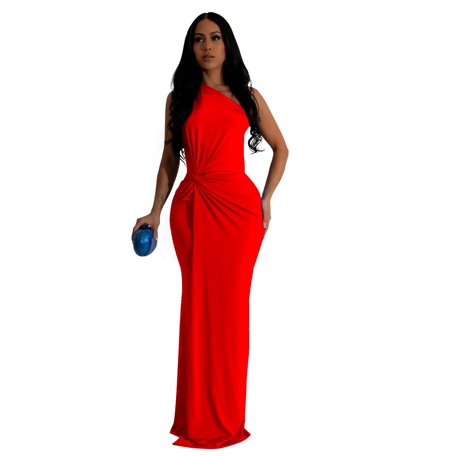 Solange - Vestido maxi nudo asimétrico