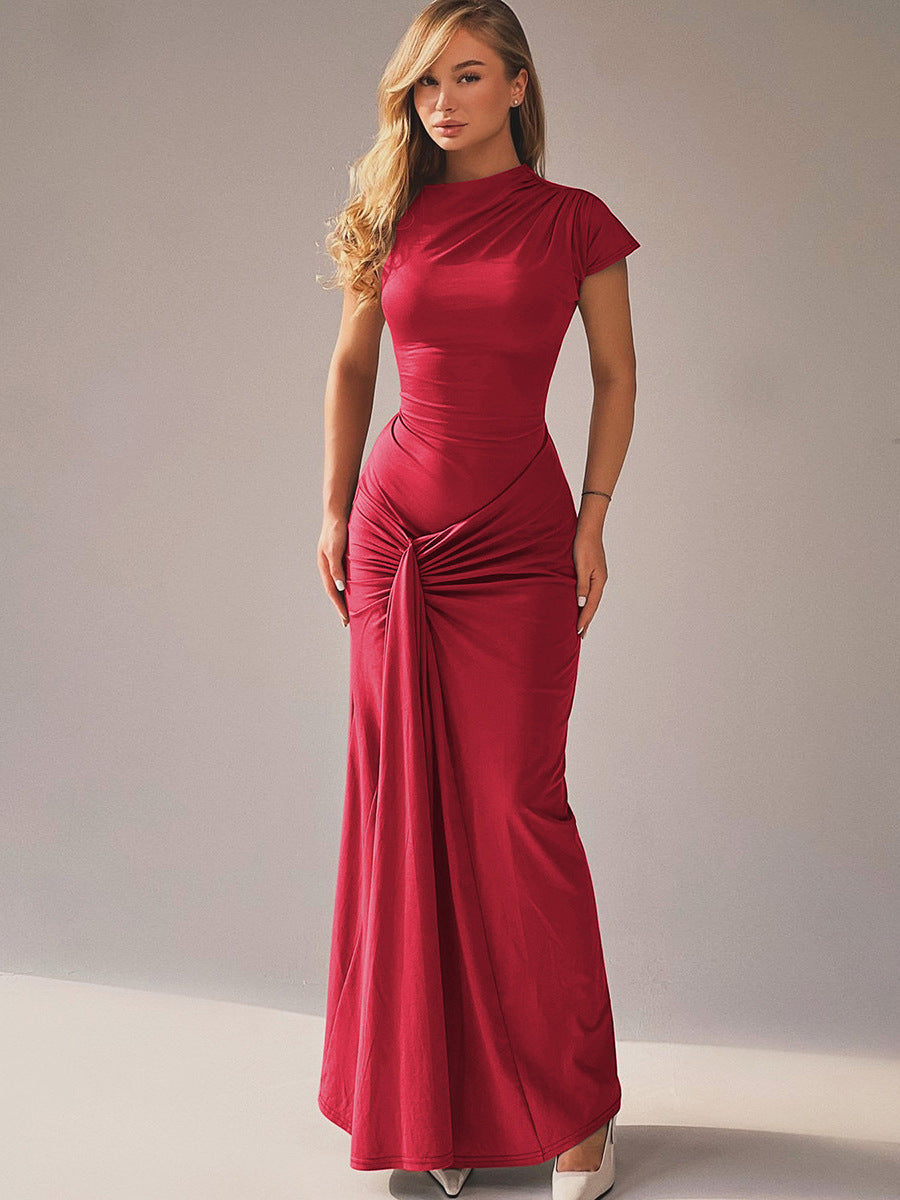 Penélope - Vestido maxi nudo elegante