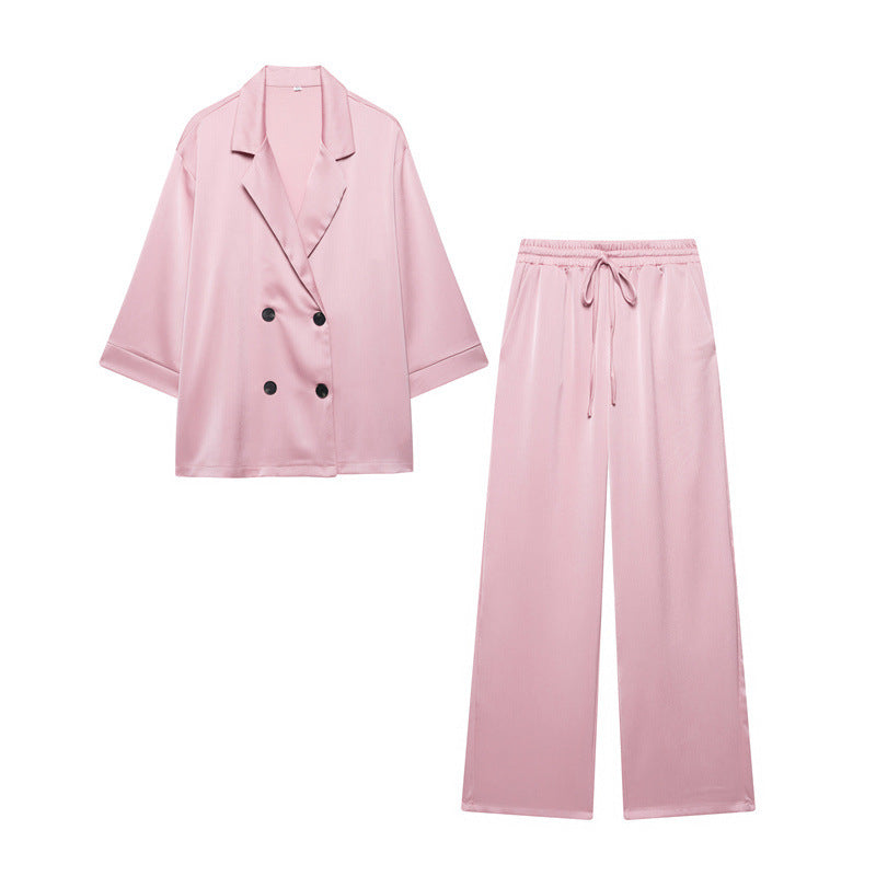 Vanesa - Conjunto de satén estilo pijama chic