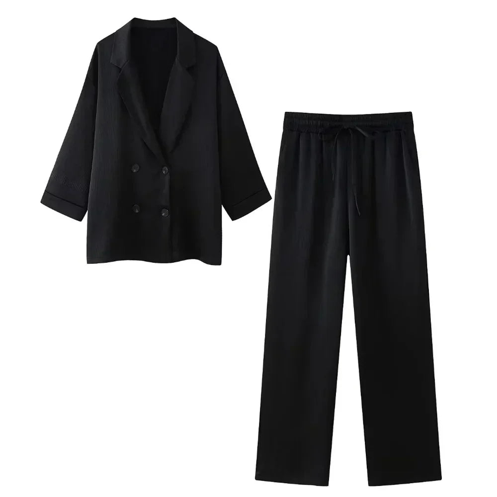 Vanesa - Conjunto de satén estilo pijama chic