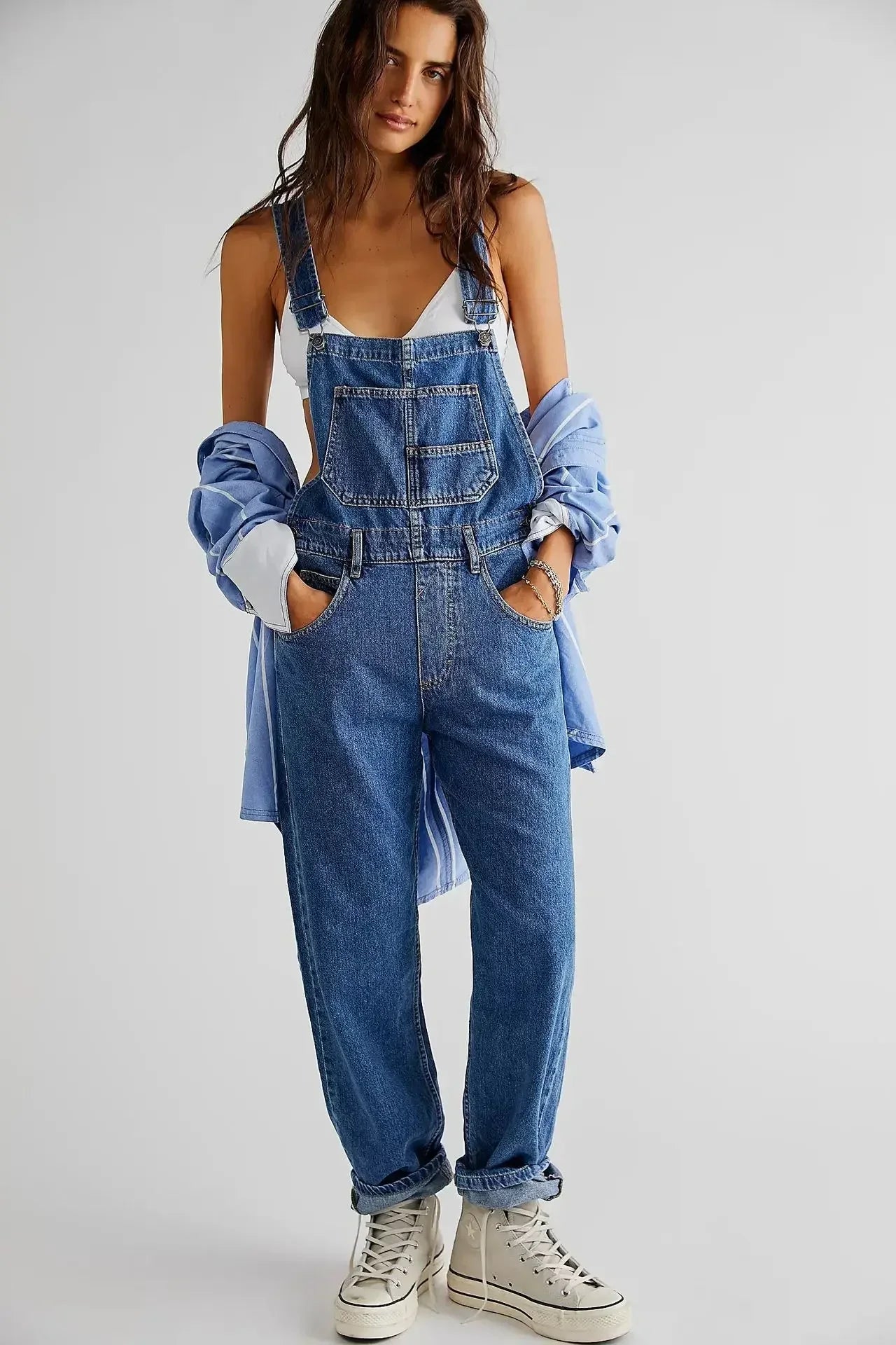 Denise - Peto vaquero mujer | azul, negro y blanco