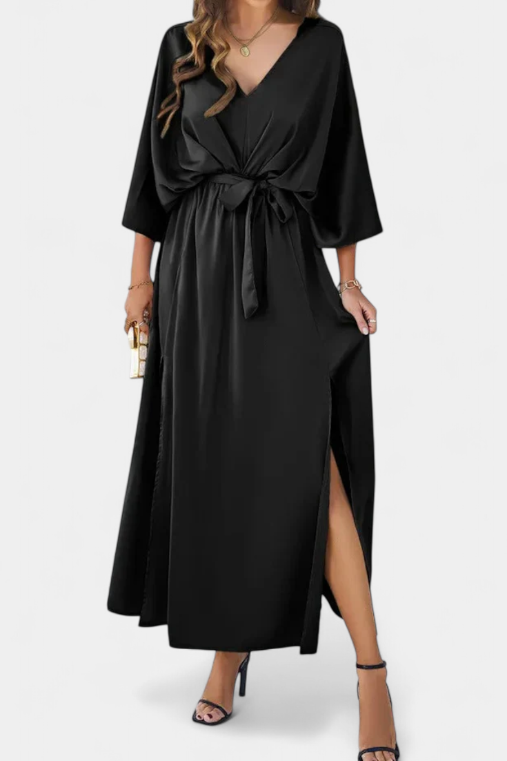 Milly - Vestido maxi de satén con lazo