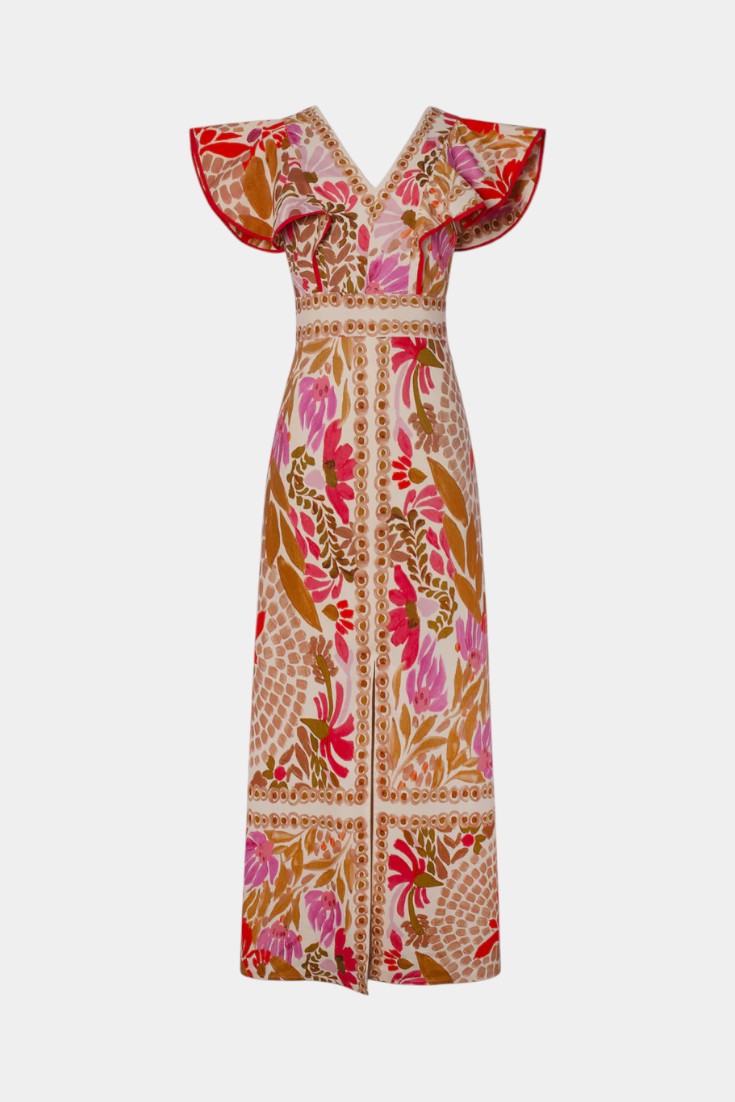 Suzanne - Vestido bordado con volantes