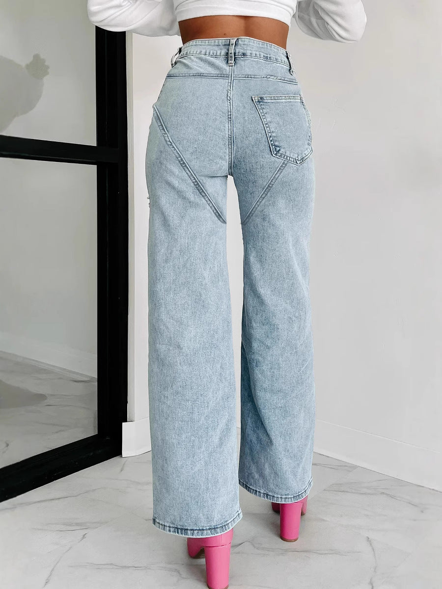 Jara - Jeans aberturas de perlas