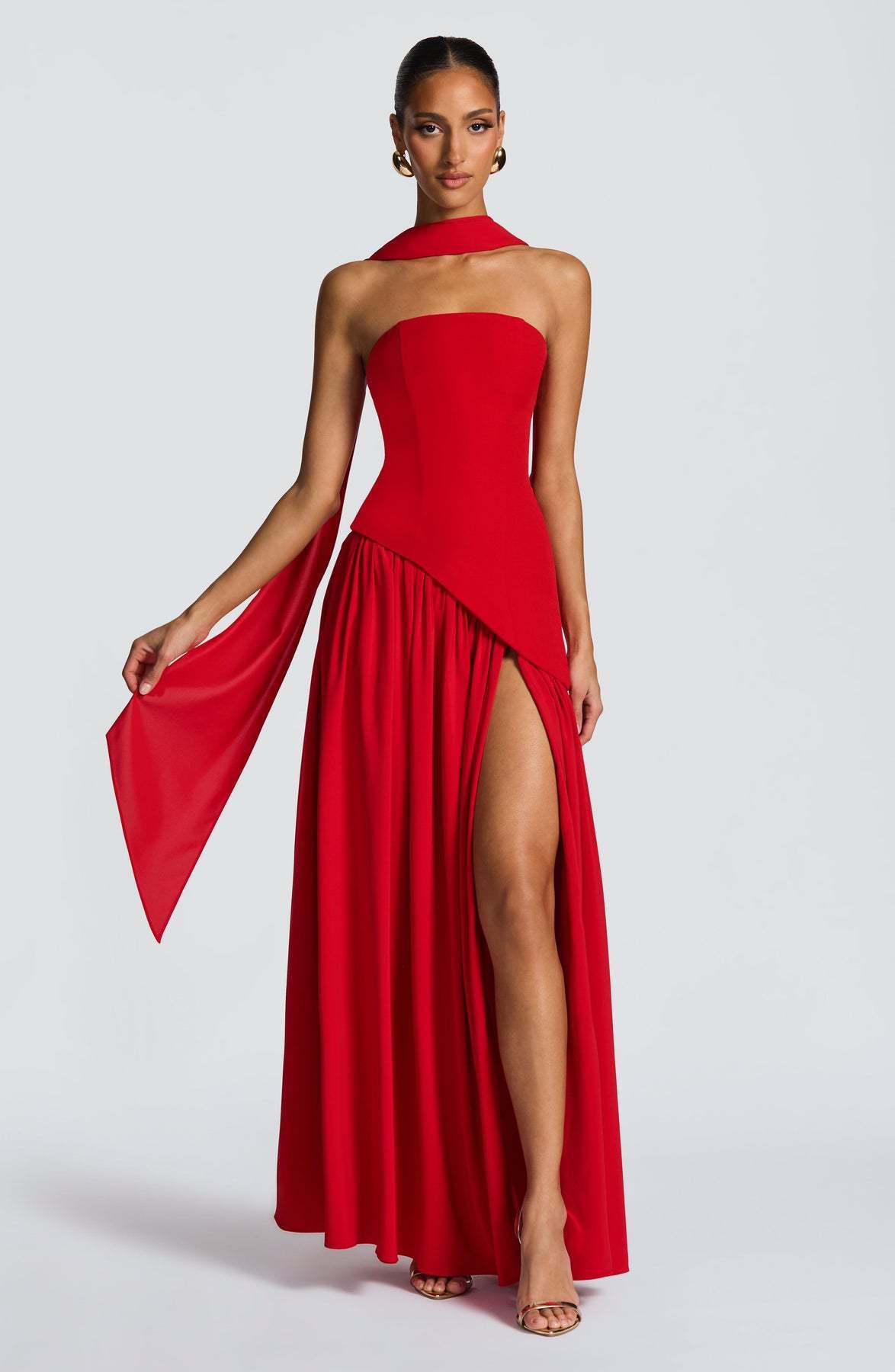 Celaena - Vestido de gala sin tirantes con abertura