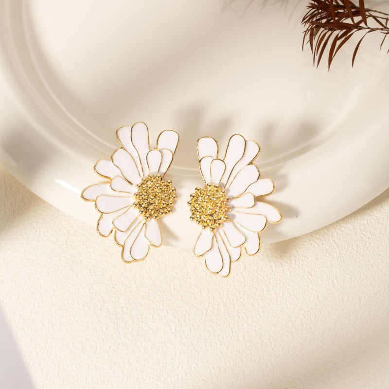 Delia - Pendientes llamativos de flores esmaltados