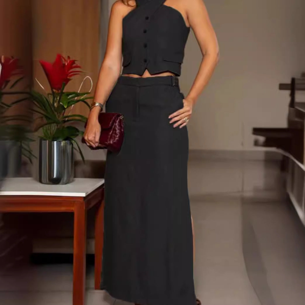 Annelie - Conjunto de falda y chaleco look sastre