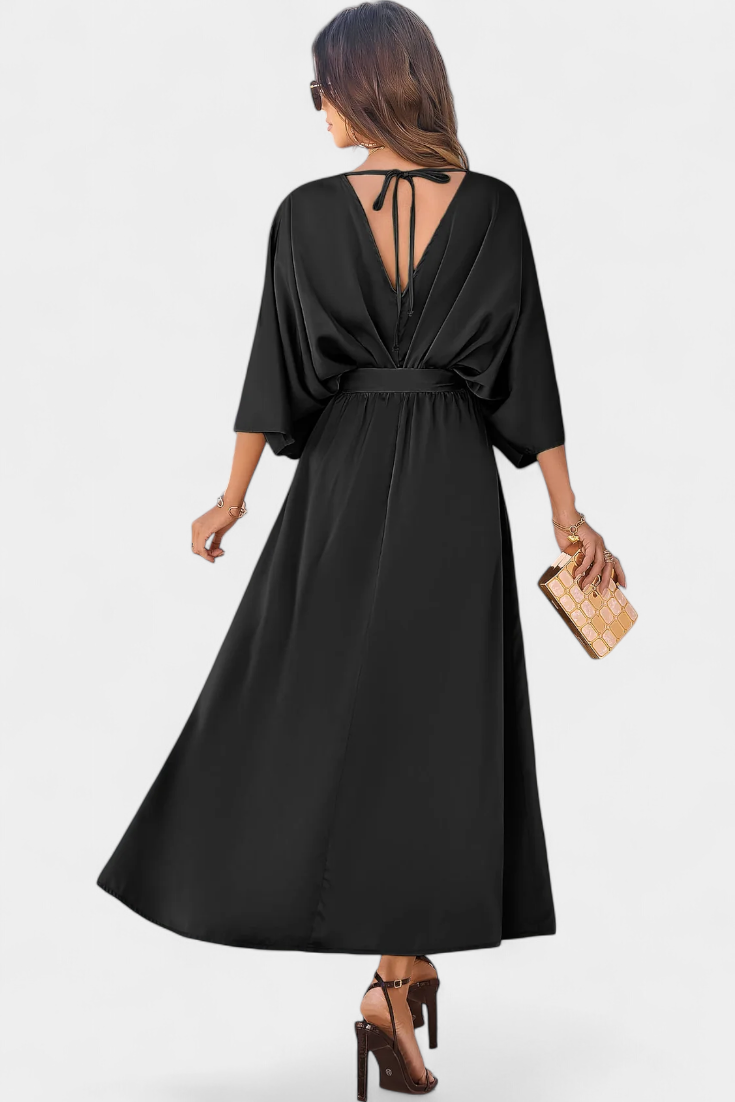 Milly - Vestido maxi de satén con lazo
