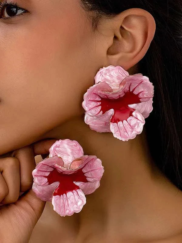 Fiore - Pendientes de flores con acabado marmolado