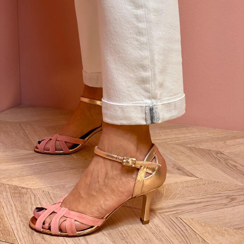 Calista - Zapatos de tacón con tiras trenzadas