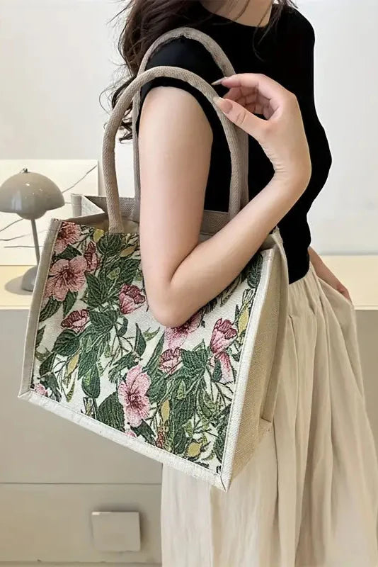 Taila - Bolso de yute con estampado floral
