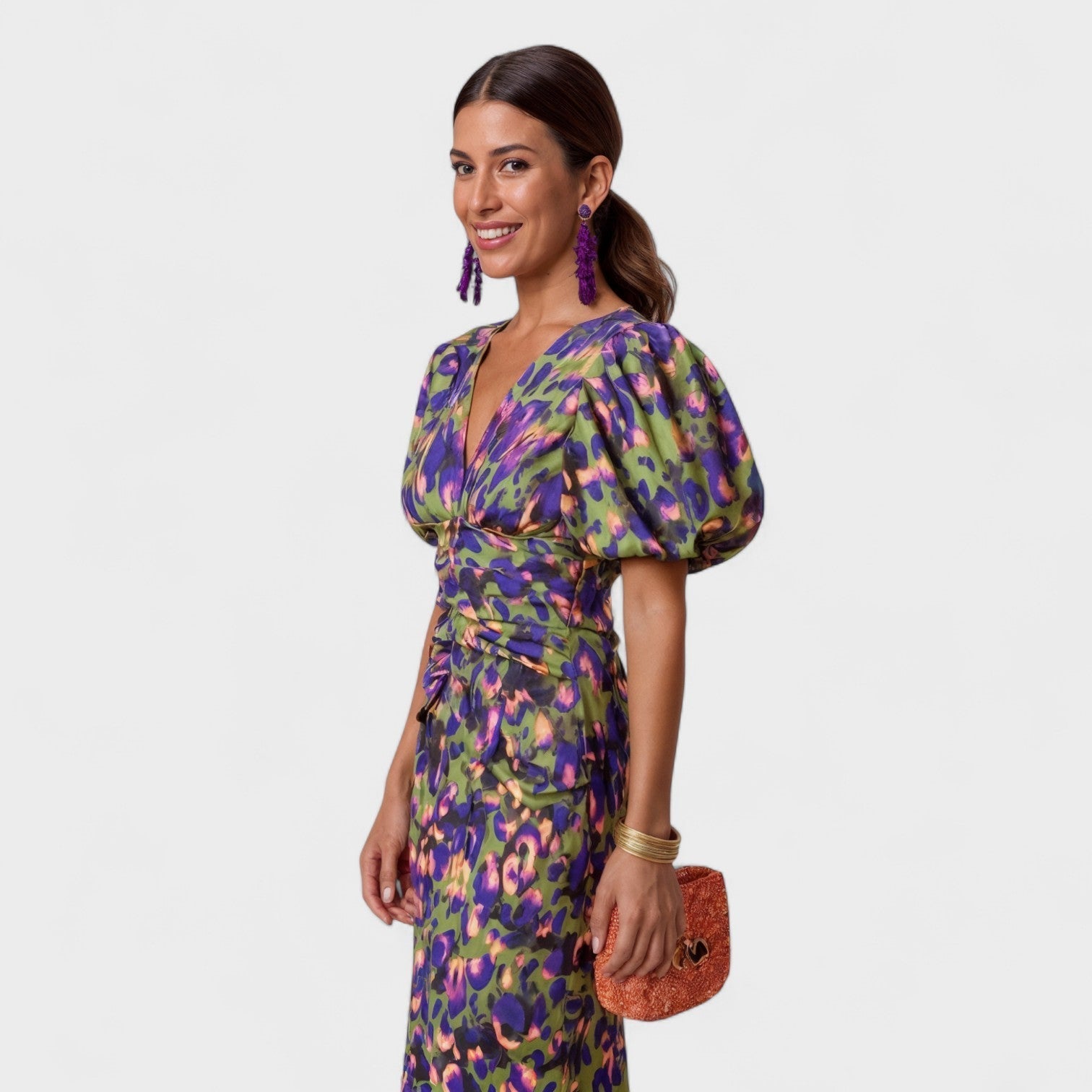 Dafne - Vestido midi estampado de arte