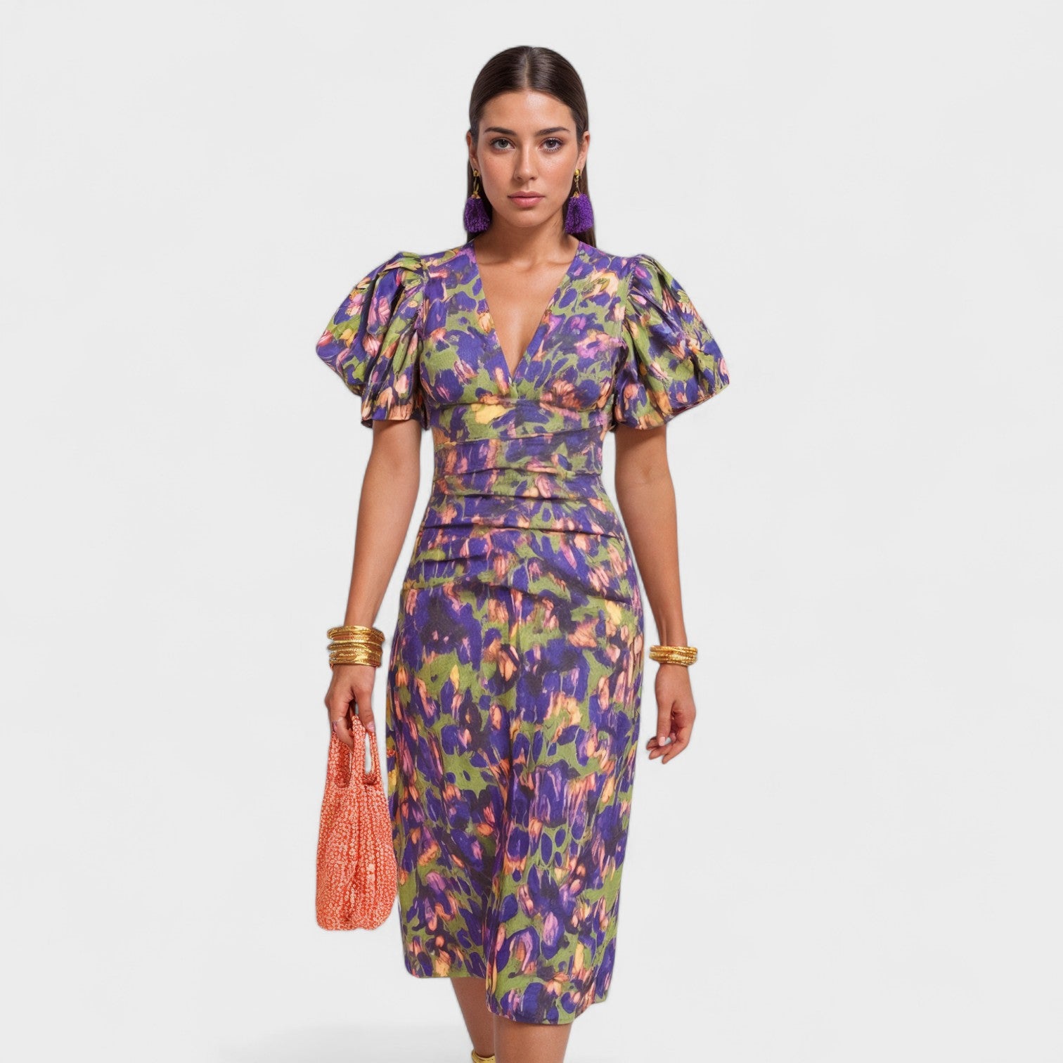 Dafne - Vestido midi estampado de arte
