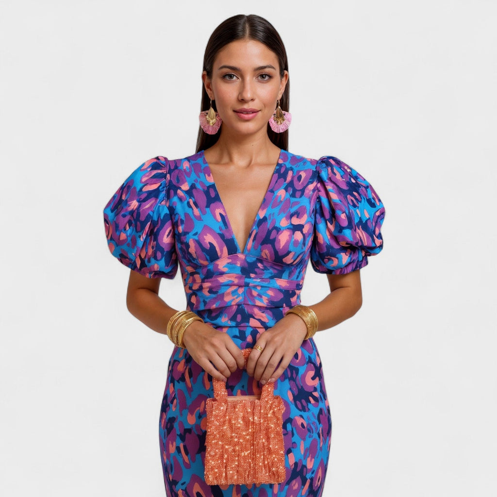 Dafne - Vestido midi estampado de arte