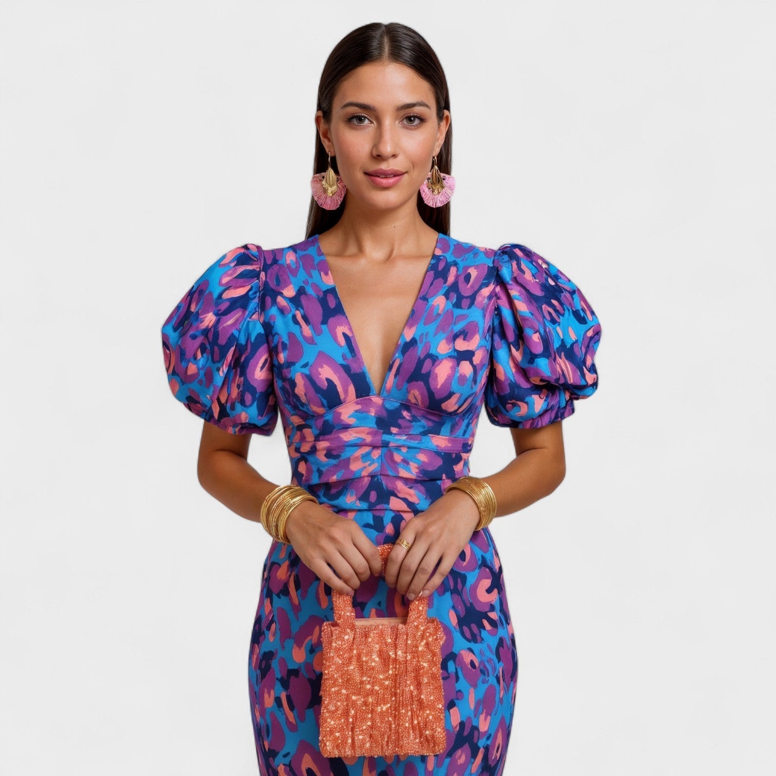 Dafne - Vestido midi estampado de arte