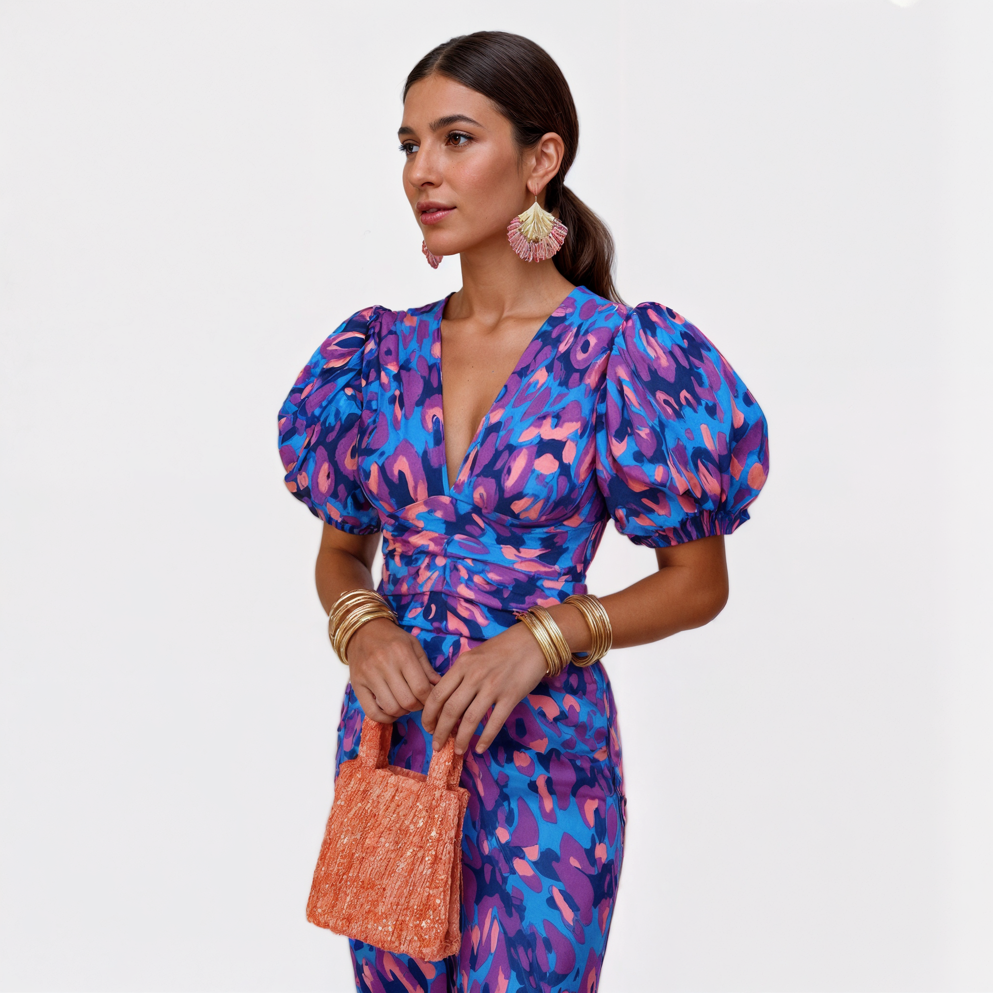 Dafne - Vestido midi estampado de arte