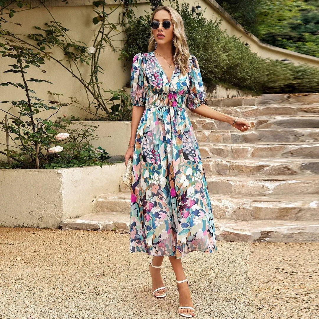 Erna - Vestido midi flores de verano