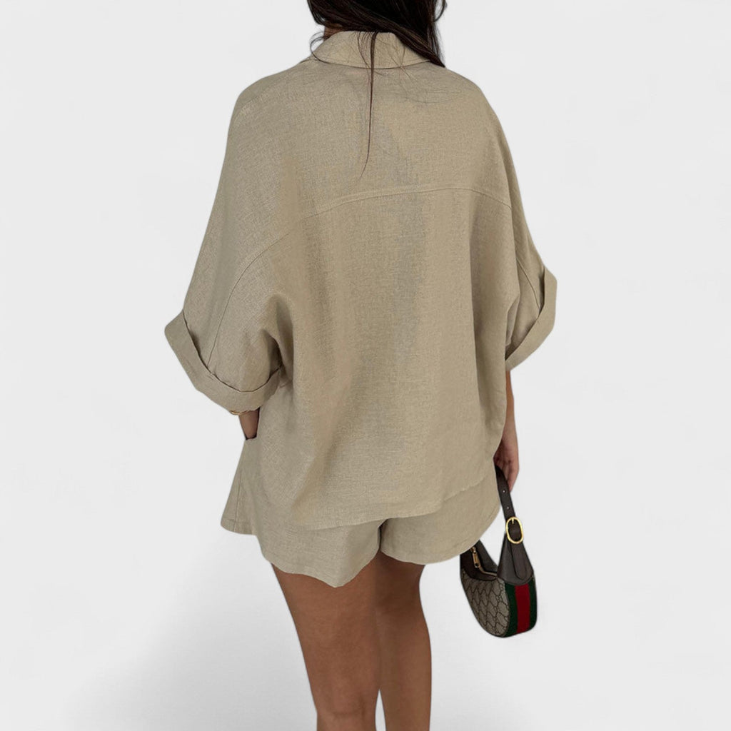 Malwina - Conjunto de shorts estilo de lino