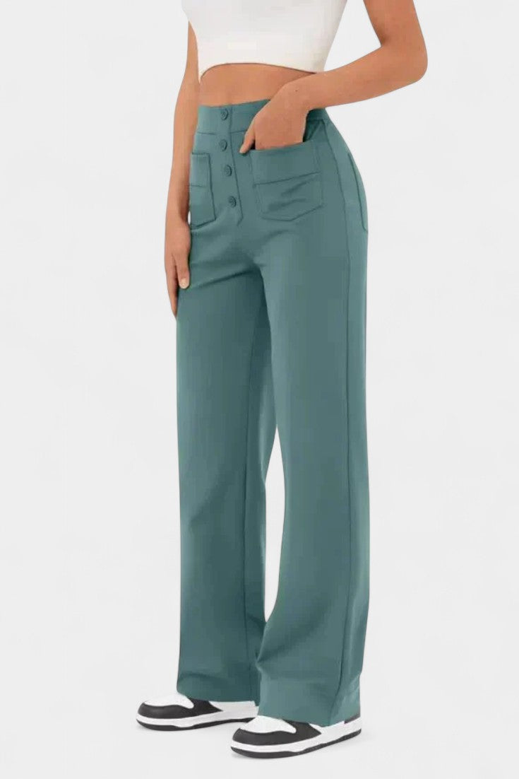 Marta - Pantalón de pierna ancha botones náuticos