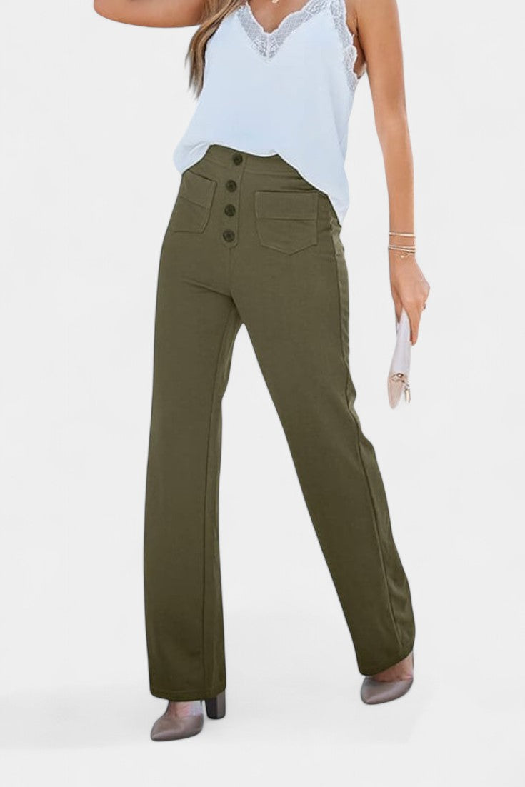 Marta - Pantalón de pierna ancha botones náuticos