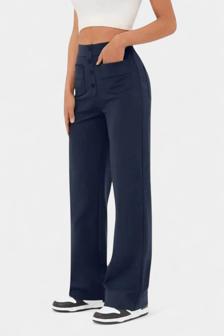 Marta - Pantalón de pierna ancha botones náuticos