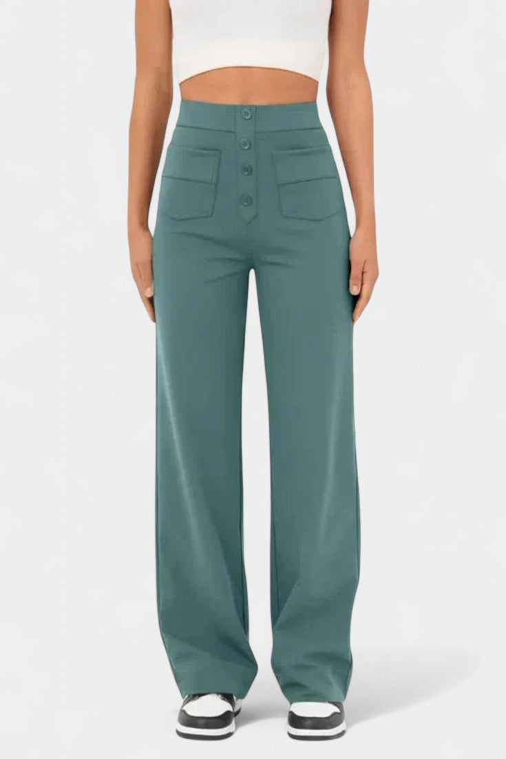 Marta - Pantalón de pierna ancha botones náuticos