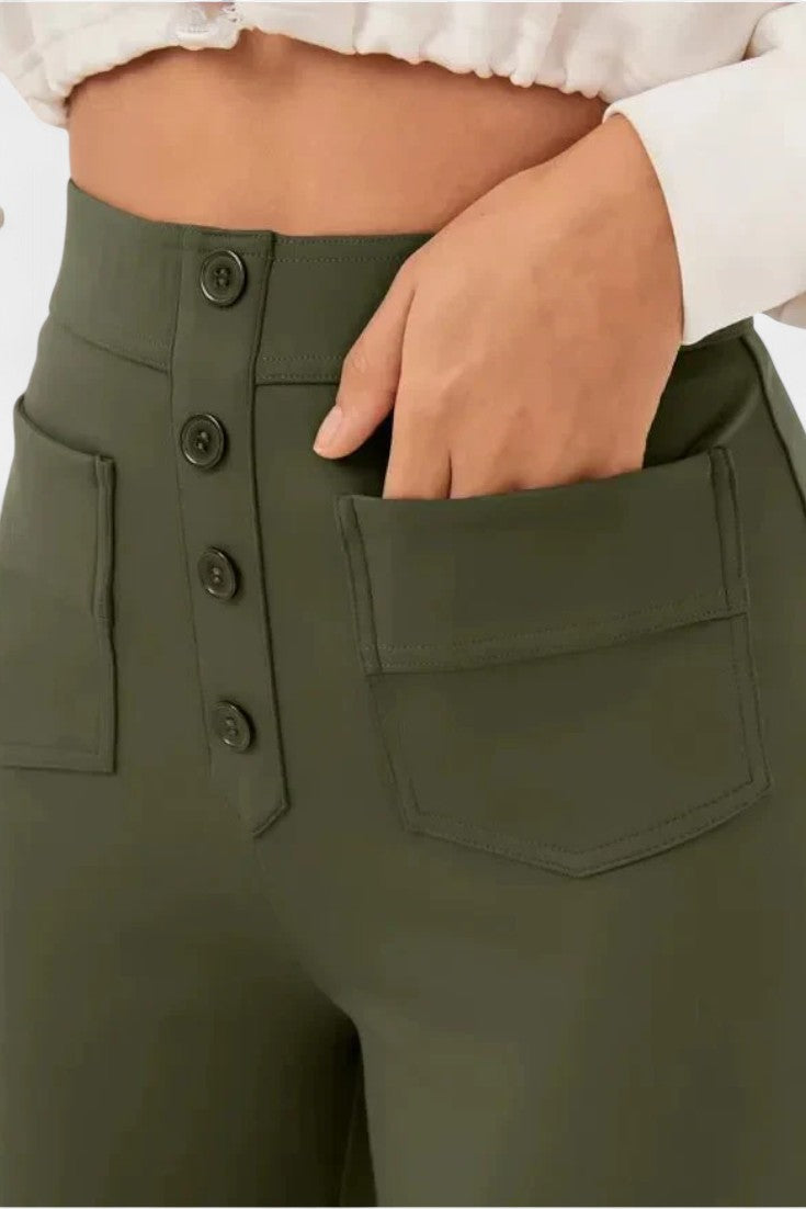 Marta - Pantalón de pierna ancha botones náuticos