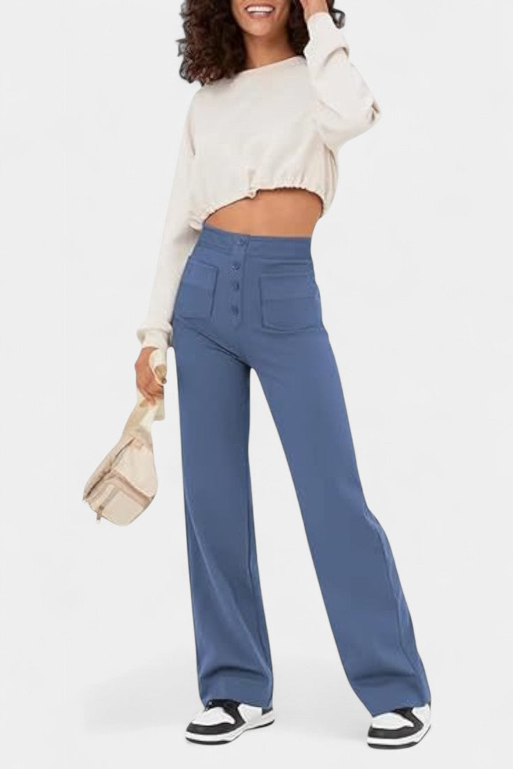 Marta - Pantalón de pierna ancha botones náuticos