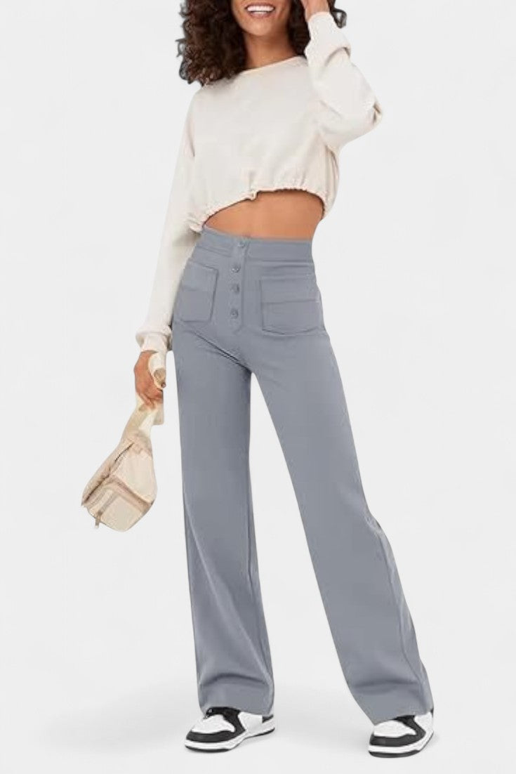 Marta - Pantalón de pierna ancha botones náuticos