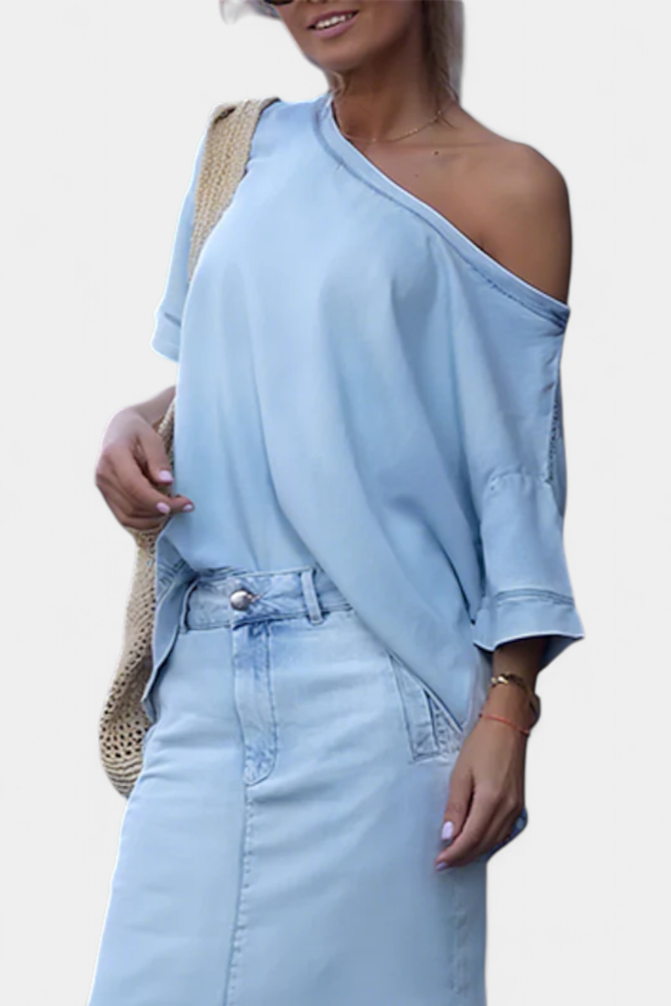 Apolonia - Conjunto de denim con falda maxi