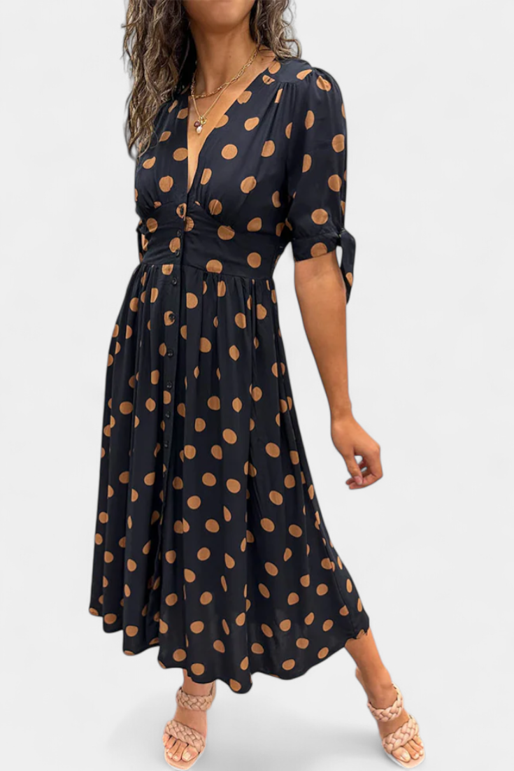 Lizzie - Vestido midi lunares de verano