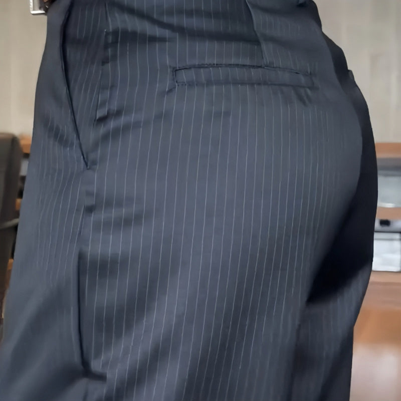 Valentina - Pantalón mujer rayas | marrón, azul, negro y gris