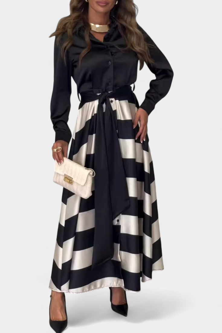 Lorena - Vestido maxi rayas gráficas