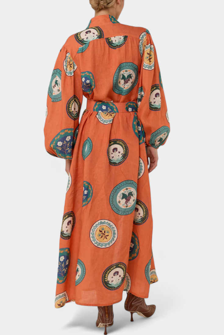 Sibley - Vestido camisero maxi estampado folclórico
