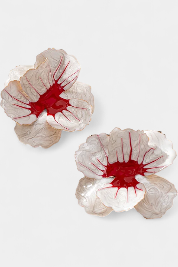 Fiore - Pendientes de flores con acabado marmolado