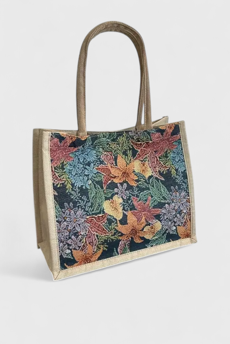 Taila - Bolso de yute con estampado floral