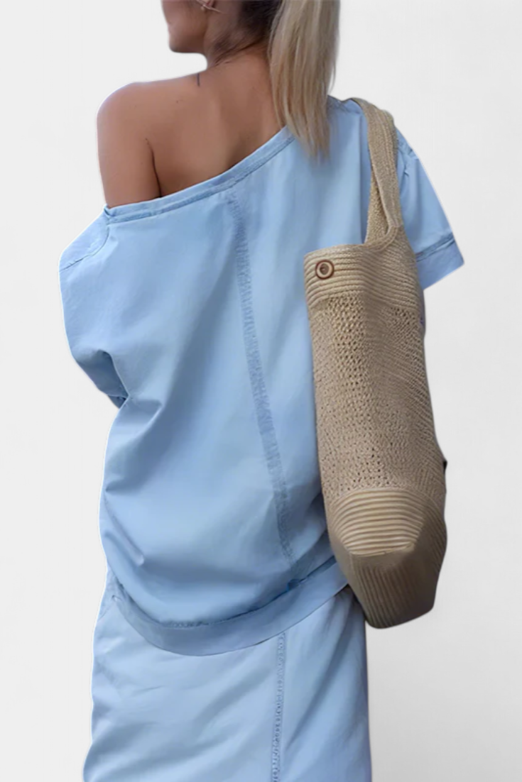 Apolonia - Conjunto de denim con falda maxi