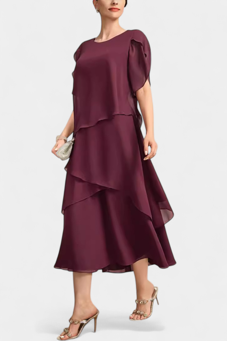 Cornelia - Vestido midi capas de chifón