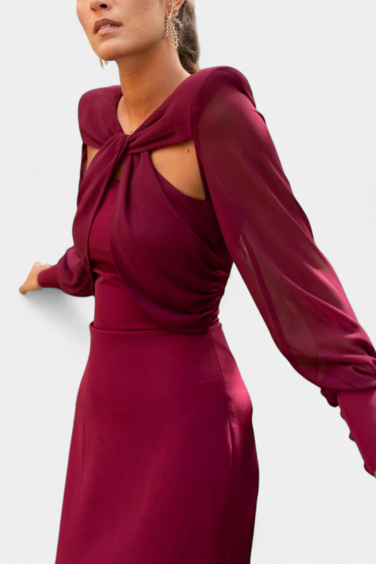 Julissa - Vestido midi con aberturas y mangas transparentes